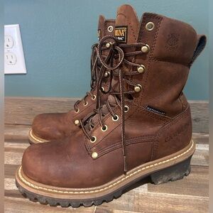 Carolina CA2821 Work Boots Men’s 7.5 W Waterproof Leather Logger Style Brown